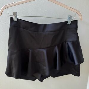 Zara Women’s Asymmetrical Black Leather Ruffle Mini Skort Size Large
